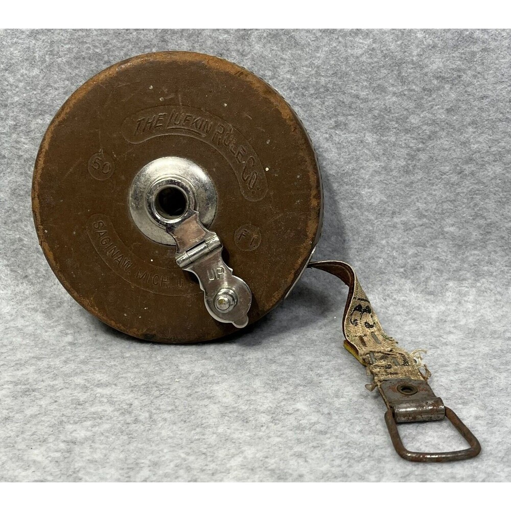 Vintage 50’ Metallic Tape Measure The Lufkin Rule Co 503 Made In USA Decor Craft